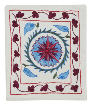 17"x19" Embroidered Cotton Pillowcase. Handmade Cushion. Modern Throw Pillow