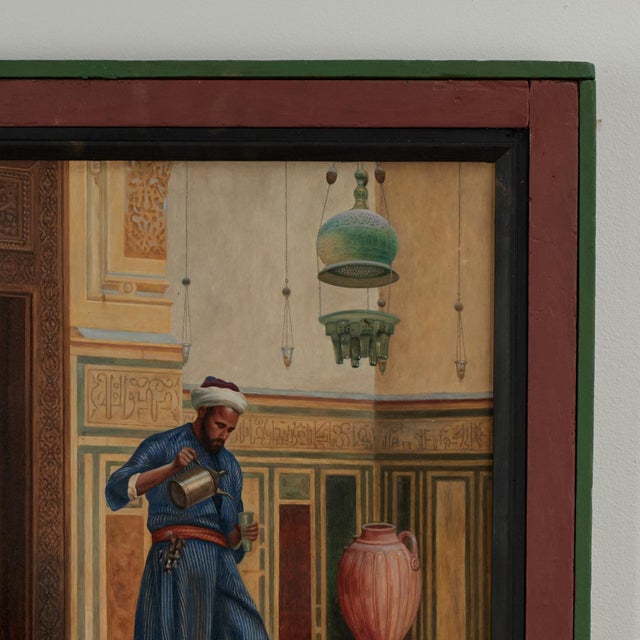 Islamic Antique Orientalist Painting of a Lamplighter in an Interior Scene For Sale - Image 3 of 10