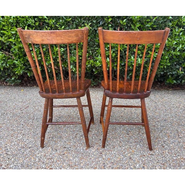 A lovely pair of true 19th century with beautifully-aged patina and wear. Nicely-turned bamboo rails and spindles and...