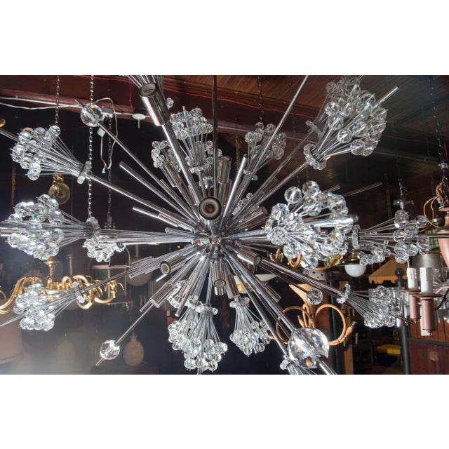 1960s J. & L. Lobmeyr Starburst Chrome & Crystal Chandelier by Hans Harald Rath For Sale In New York - Image 6 of 12