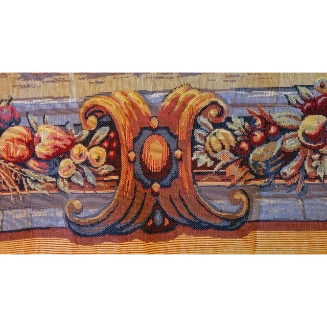 Vintage French Tapestry Wall Hanging. Measures 47" X 37.5" with gorgous, bold colors in gold and burgundy colorways....