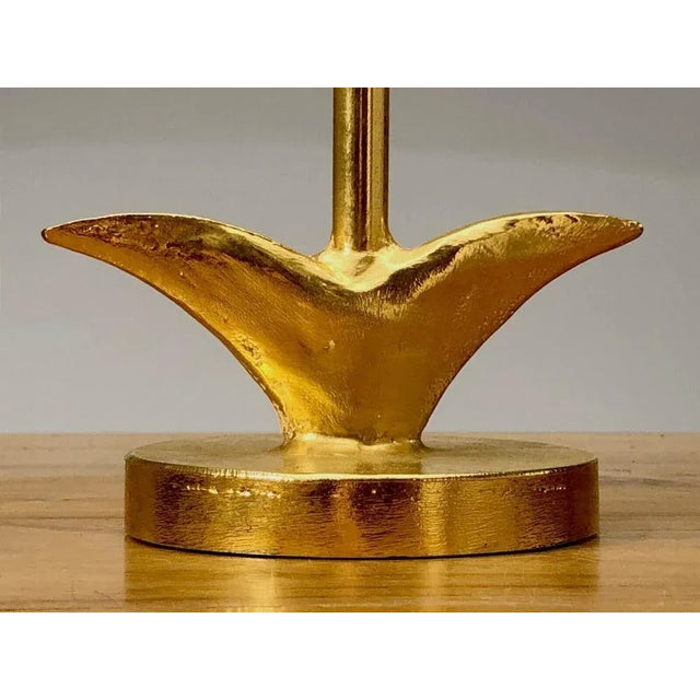 French Sculptural Gilt Cast Metal Lamp from Fondica, 1980s For Sale - Image 4 of 11