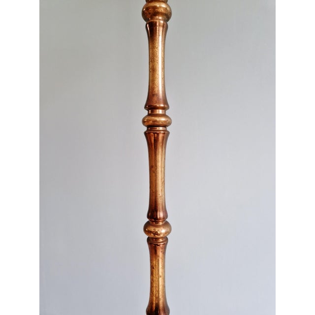 Mid-Century Modern Brass Floor Lamp with Rattan Lampshade, 1950s For Sale - Image 16 of 18