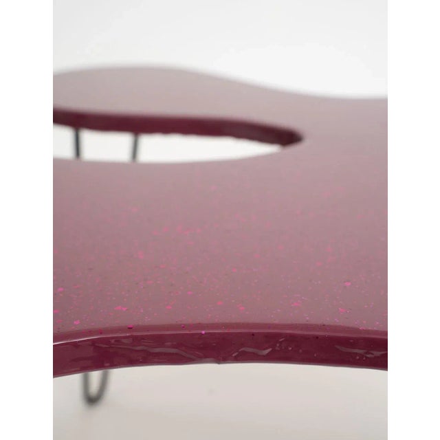 Ruby Red 2022 Abstract, Purple, Acrylic Paint, Epoxy Resin, Wood Base Haze Table by Bohdan For Sale - Image 8 of 12