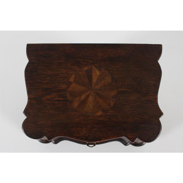 Antique Mid 19th Century Scandinavian Baroque Oak Sewing Box For Sale - Image 10 of 14