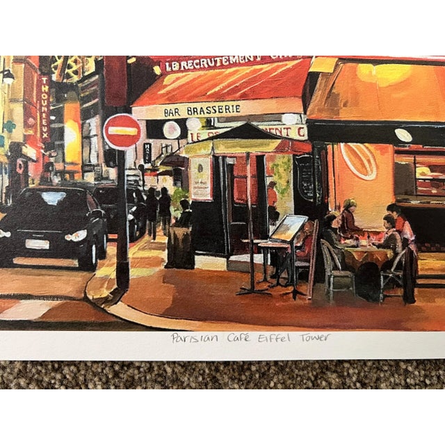 Paper Limited Edition Print of Parisian Café Eiffel Tower Paris France by British Artist, Angela Wakefield For Sale - Image 7 of 8