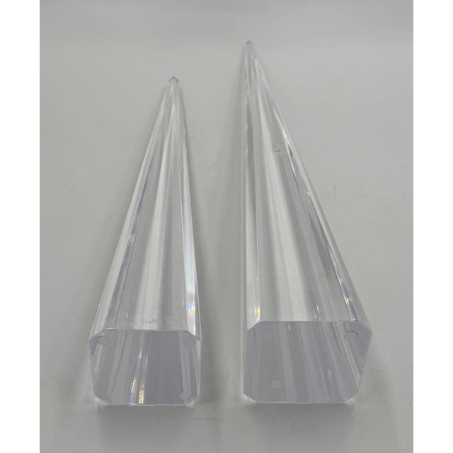 Charles Hollis Jones Signed Lucite Obelisk Sculptures, Pair, 1974 For Sale In Los Angeles - Image 6 of 15
