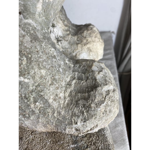 Antique Reclining Lion Sculpture on Base in Carved Stone, 1890s For Sale - Image 10 of 18