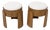 Art Deco Ash Wood Stools in White Bouclé, 2000, Set of 2 For Sale