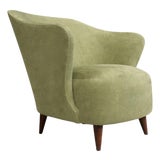 “Concha” Armchair in Ultrasuede, Attributed to Joaquim Tenreiro, Brazil, 1950s For Sale