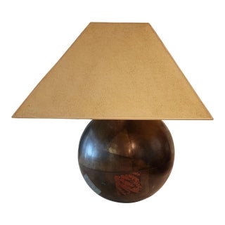 1980s Karl Springer Style Metal Ball Lamp Original Shade For Sale