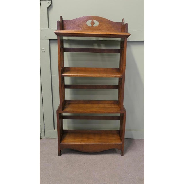 Art and Crafts Open Front Bookcase in Golden Oak, 1880 For Sale - Image 4 of 8