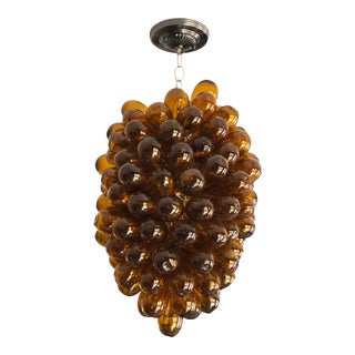 Golden Topaz Color Light Fixture of Handblown Recycled Glass For Sale