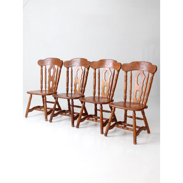 Mid 20th Century Vintage Early American Colonial Revival Dining Chairs - Set of 4 For Sale - Image 5 of 17