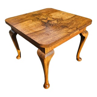 Antique Burl Walnut Draw Leaf Dining Table For Sale