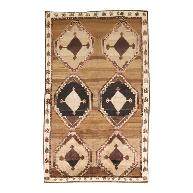 Vintage Zabihi Collection Turkish Kars Geometric Rug For Sale