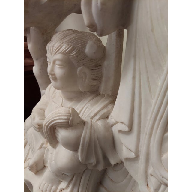 Stone 19th Century Hand Carved Alabaster Quan Yin Guan Yin For Sale - Image 7 of 12