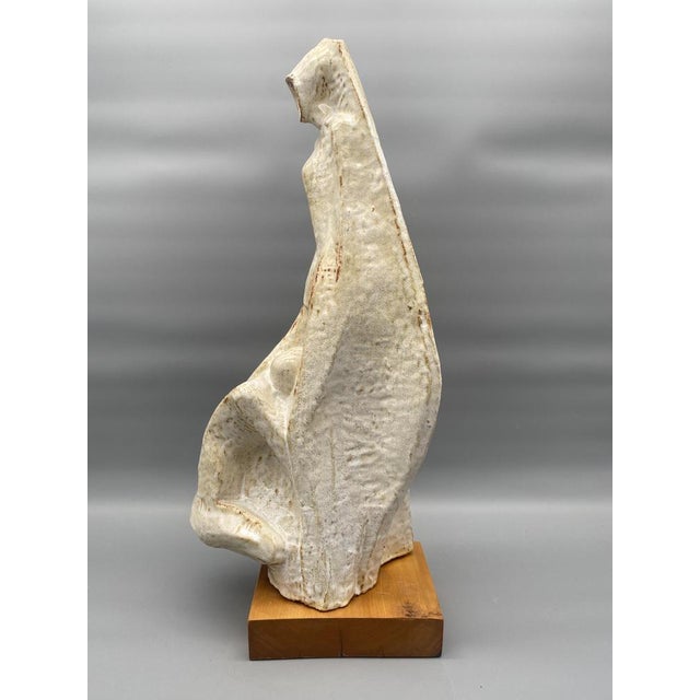 1980s Leandro Lega, Abstract Faenza Sculpture, 1981, Ceramic on Wooden Base For Sale - Image 5 of 14