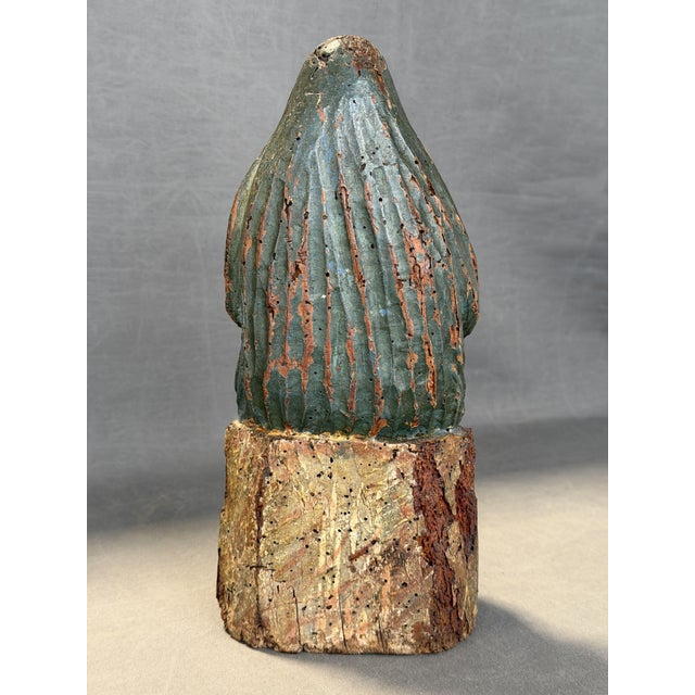 Wood Portuguese School Artist, Seated Virgin, 18th Century, Carved and Polychromed Wood For Sale - Image 7 of 10