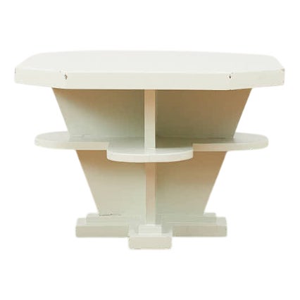 Art Deco Side Table in Wood with Compartments and Shelves For Sale