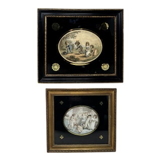 Antique Regency Francesco Bartolozzi Hand Colored Stipple Engravings Pair 1815 For Sale