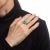 1ct Diamond Turquoise Square Ring Vintage 18k White Gold Cocktail Jewelry size 7.5 For Sale In Los Angeles - Image 6 of 6