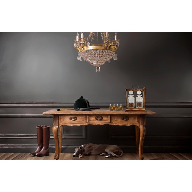 Antique English Oak & Cut Glass Tantalus Set For Sale - Image 9 of 9