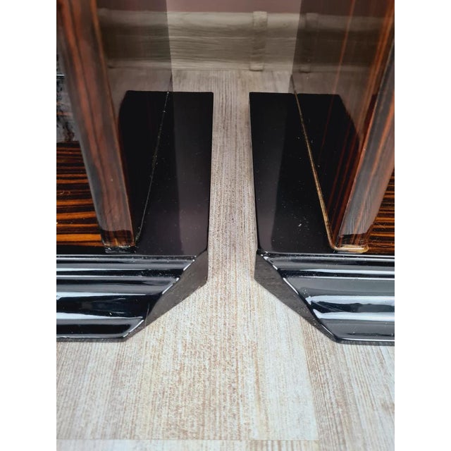 Art Deco Bedside Tables in Makassar Ebony and Portoro Marble, 1930s, Set of 2 For Sale - Image 6 of 14