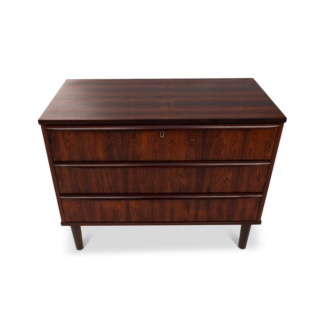 Wood Vintage Danish Mid-Century Rosewood Three-Drawer Lowboy Dresser For Sale - Image 7 of 7