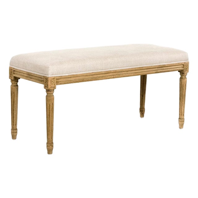 Lille Bench in Natural Linen with Natural Oak Frame For Sale