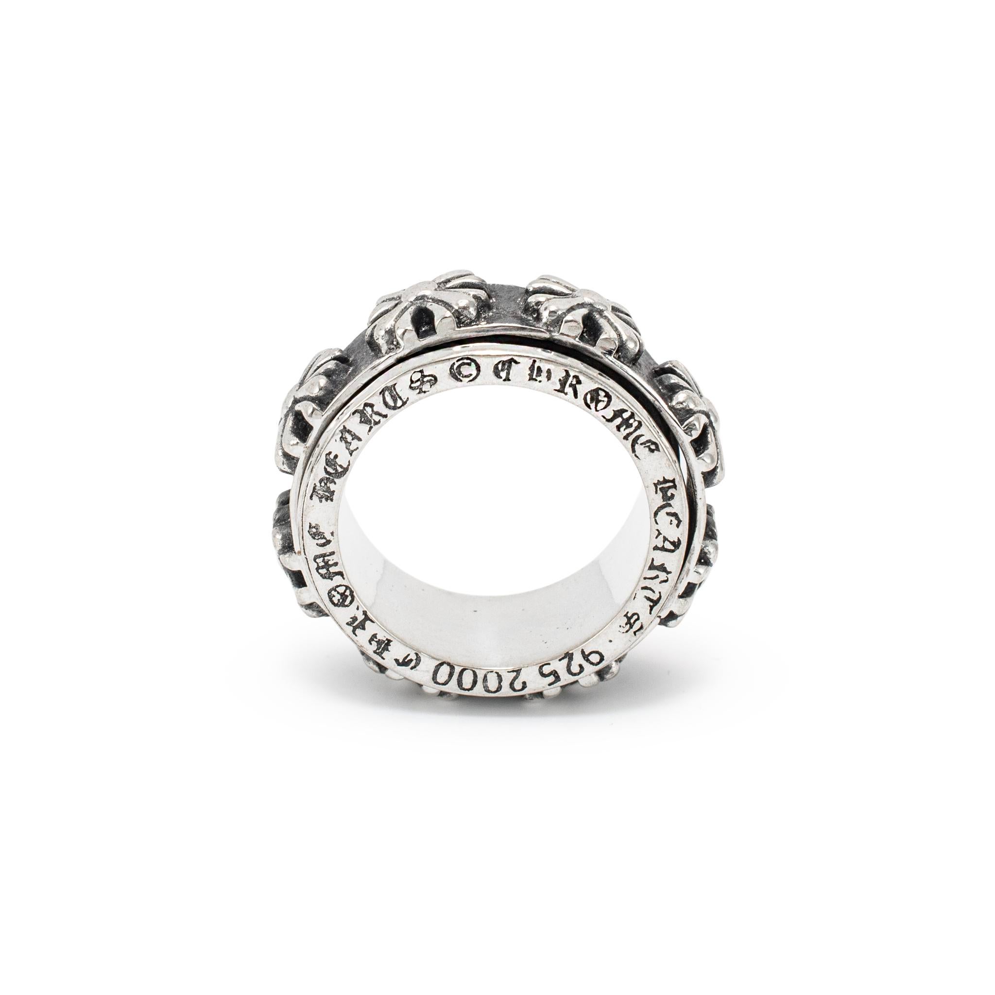 Men's Chrome Hearts 925 Sterling Silver Spinner Ch X Band Ring