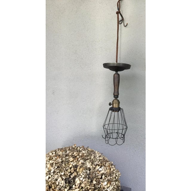 Industrial Caged Pendant Light For Sale - Image 4 of 7