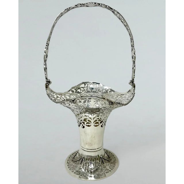 English Antique English Sterling Silver Fruit Basket Bowl Centerpiece Mappin Webb 1913 For Sale - Image 3 of 12