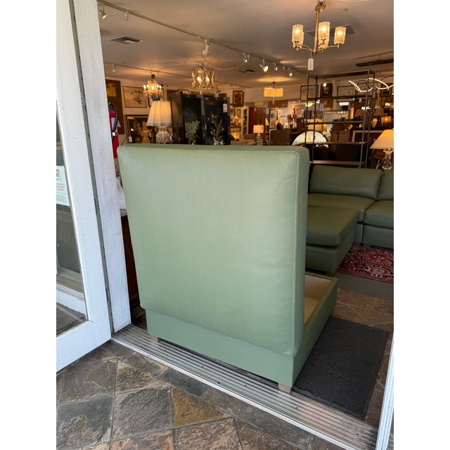 Fitzgerald Modular Teal Leather Sofa With Storage Ottoman, Set For Sale - Image 12 of 17