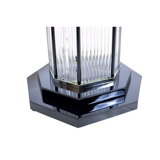 Early 21st Century Art Deco Octagonal Floor Lamps with Glass Rods and Stepped Black Base, 2022, Set of 2 For Sale - Image 5 of 6