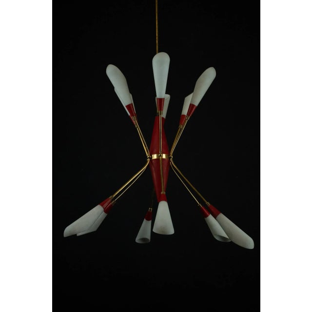 Mid-Century Modern Italian Pendant in the style of Stilnovo, 1950s For Sale - Image 6 of 18