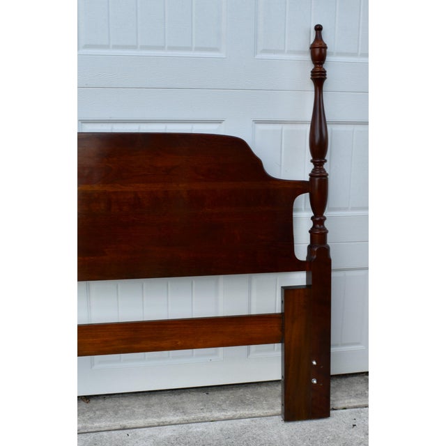 Chippendale Cherry Queen/Full Headboard Vintage Poster Bed Chippendale Style For Sale - Image 3 of 13