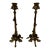 Early 19th Century Pair Ornate Gothic Revival Brass Candlesticks Hoof Feet Floral Tripod Bases For Sale