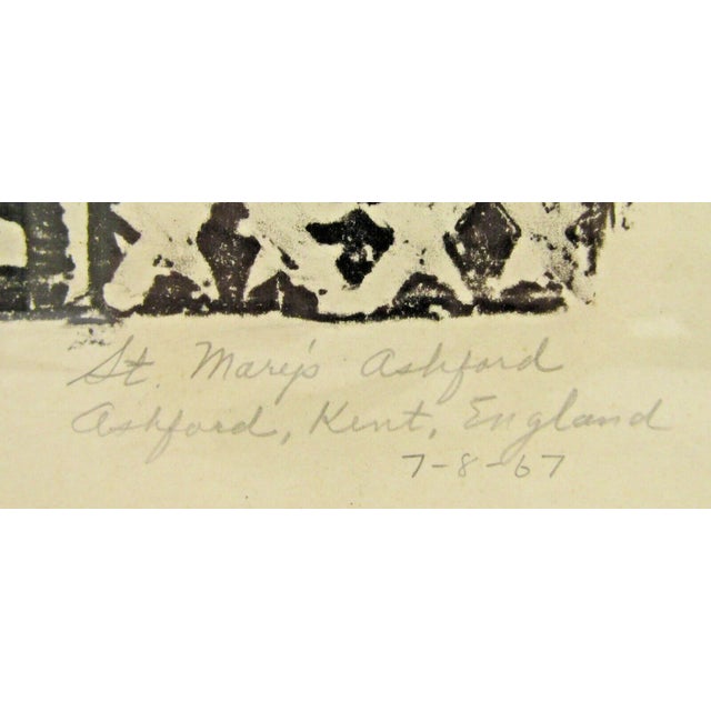 1967 St. Mary of Ashford Church Kent England Dragon Fleur De Lis Brass Rubbing For Sale - Image 4 of 5