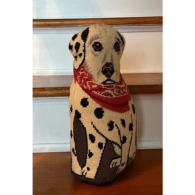 Vintage Wool Dalmatian Needlework Needlepoint Dog Pillow or Doorstop For Sale - Image 11 of 16