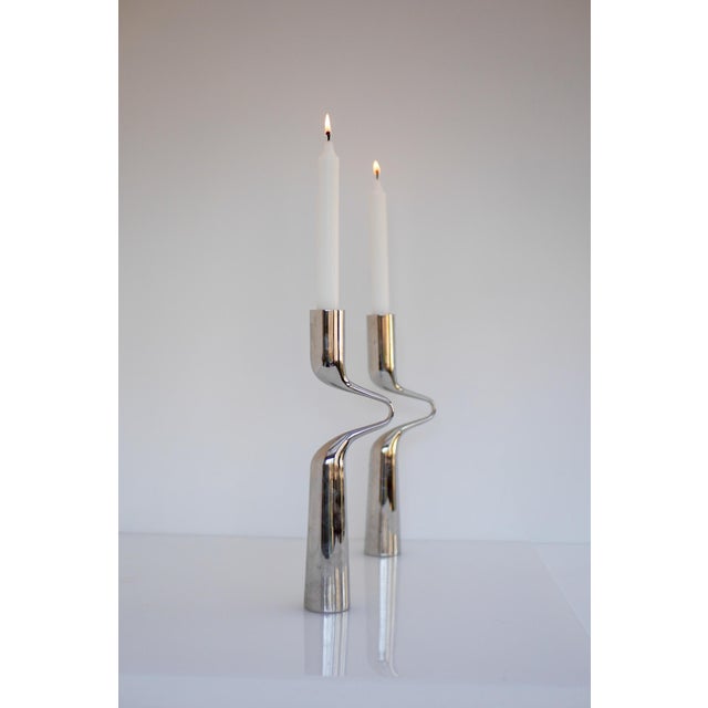 Silver Vintage Sculptural Candleholders by Mikaela Dörfel, 2000s, Set of 2 For Sale - Image 8 of 17
