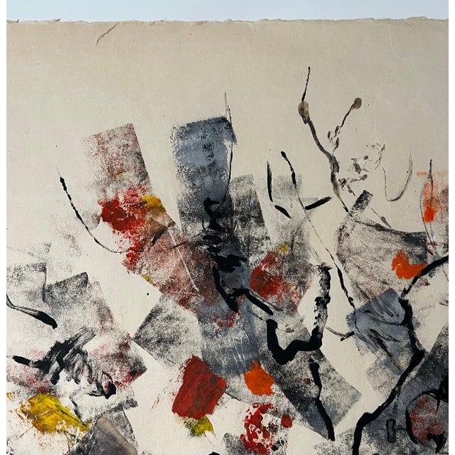 Abstract Expressionism John Von Wicht, Large Abstract Expressionist Oil Painting on Rice Paper Modernist John Von Wicht, c.1960's For Sale - Image 3 of 15