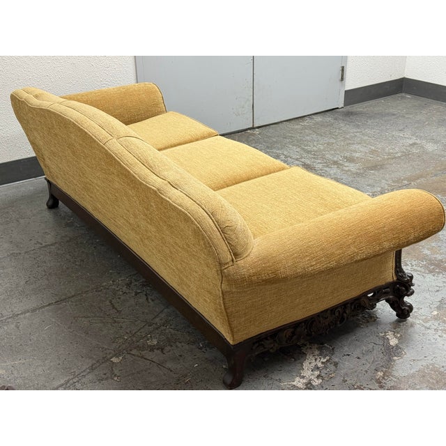 Circa 1920's Victorian Three Seater Wheat Sofa For Sale - Image 9 of 12