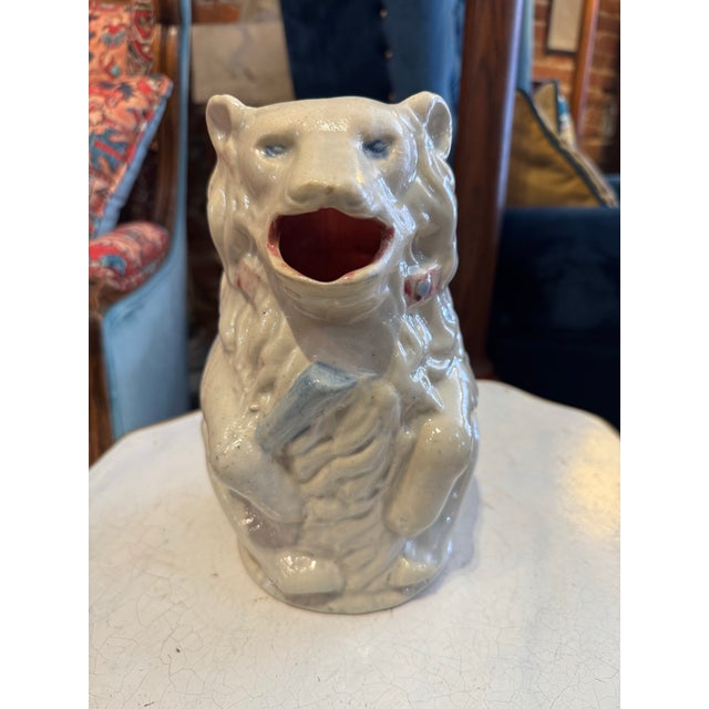 Early 20th Century Antique French Majolica Pottery Bear Pitcher For Sale - Image 5 of 12