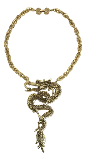 Dragon Gold Tone Statement Necklace by Weatherby Miller Jewels