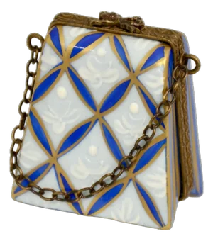 Limoges Blue & Gold Purse Trinket Box