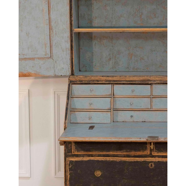 Baroque Secretary with Black Exterior and Blue Interior, Circa 1760 For Sale - Image 16 of 16