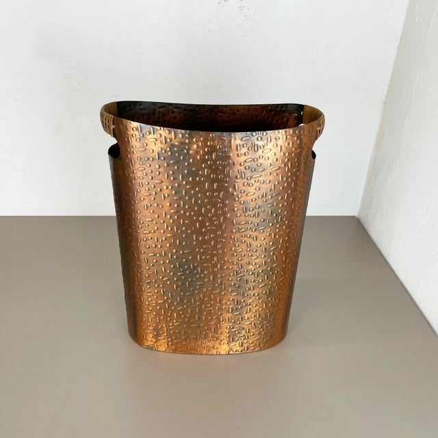 Metal Hollywood Regency Metal Copper and Rattan Umbrella Stand, Germany, 1950s For Sale - Image 7 of 18