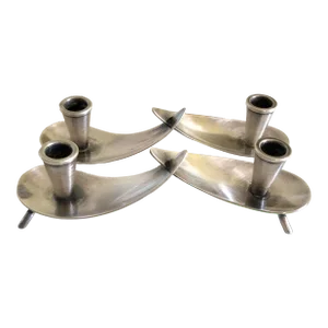 Vintage Danish Modern Carl Christiansen Silver Plate Candle Holder--A Pair