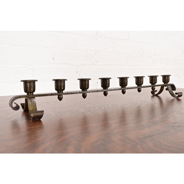 Roycroft Roycroft Arts & Crafts Hammered Copper Eight-Light Candelabra For Sale - Image 4 of 12